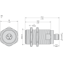 Индуктивен сензор XS, XS4 M30, L70mm, пластмаса PPS, Sn15mm, 24...240VAC/DC, 1/2", Telemecanique XS4P30MA230K