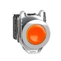 Harmony XB4 Harmony XB4, Светещ бутон за вграден монтаж, метал, оранжев, Ø30, вграден LED, 230V AC 1 NO + 1 NC, Schneider Electric XB4FW35M5