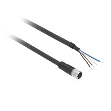 Предварително окабелен накрайник XZ, прав, женски, M8, 4 pins, кабел PUR 5 m, Telemecanique XZCP0941L5 - OsiSense XU