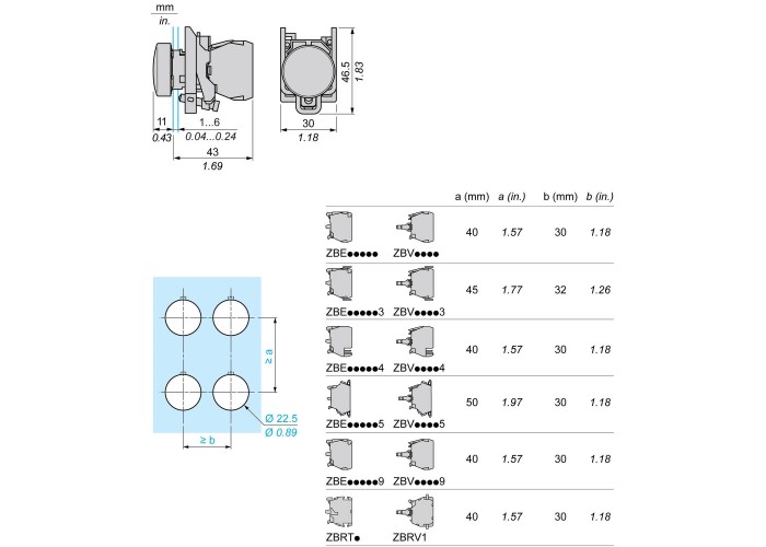 Сигнална лампа метална, бяла, 22 мм, вграден LED, 230...240 VAC, Harmony XB4 Schneider Electric XB4BVM1