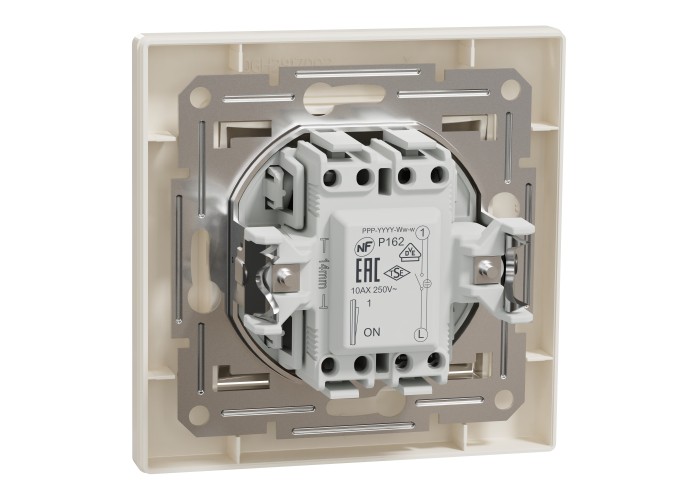 Еднополюсен ключ с глим лампа, 10AX безвинтов монтаж, крема, Asfora, Schneider Electric EPH1400123