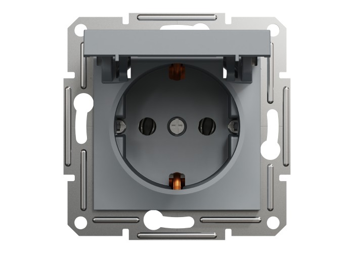 Kонтактен излаз 16A с капак, стомана, Asfora, Schneider Electric EPH3100162