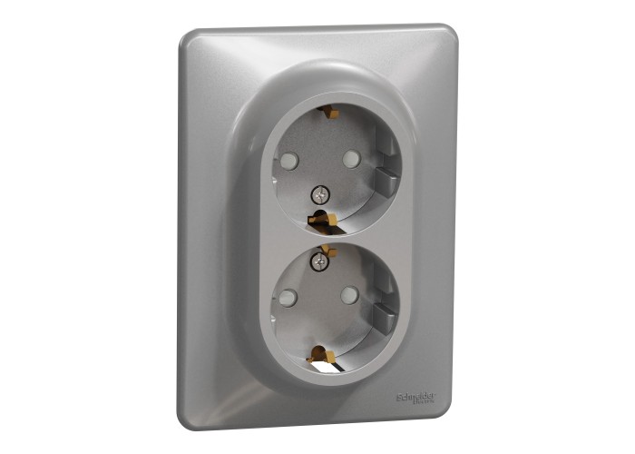 Двоен контакт Шуко, алуминий, Schneider Electric SDD313221 Sedna Design & Elements