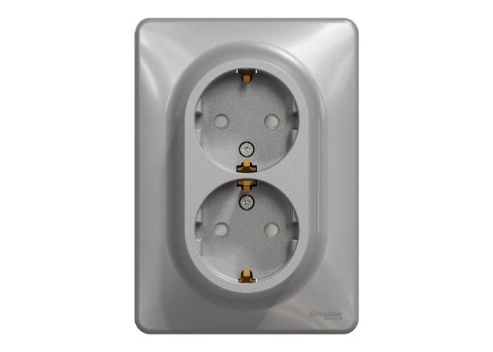 Двоен контакт Шуко, алуминий, Schneider Electric SDD313221 Sedna Design & Elements