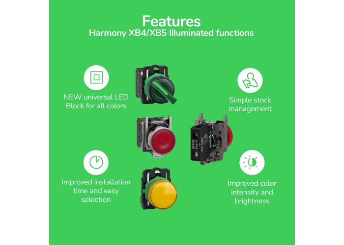 Сигнална лампа метална, бяла, 22 мм, вграден LED, 230...240 VAC, Harmony XB4 Schneider Electric XB4BVM1