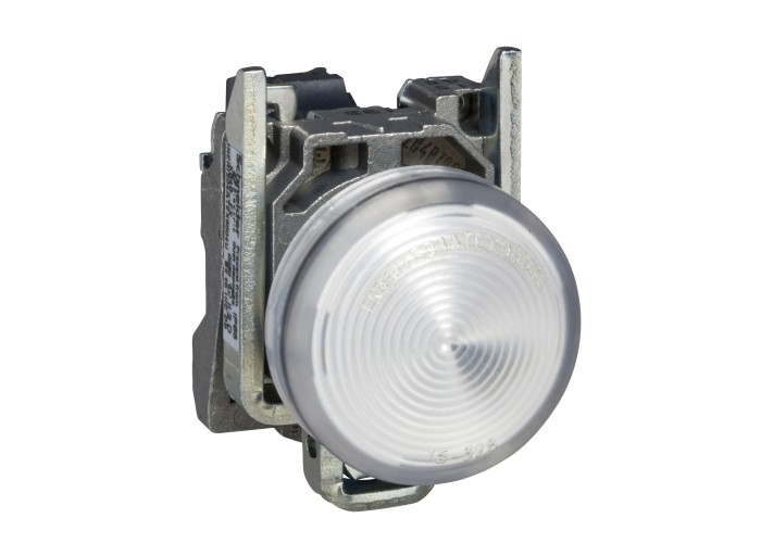 Сигнална лампа метална, бяла, 22 мм, вграден LED, 230...240 VAC, Harmony XB4 Schneider Electric XB4BVM1