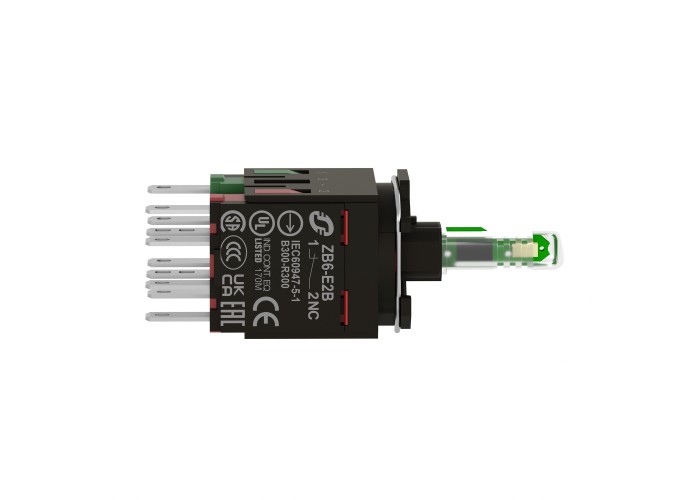 Schneider Electric ZB6ZB35B - Harmony XB6 - Зелен светлинен блок за бутон XB6, с монт. скоба, LED, 12...24V, 1NO + 1NC