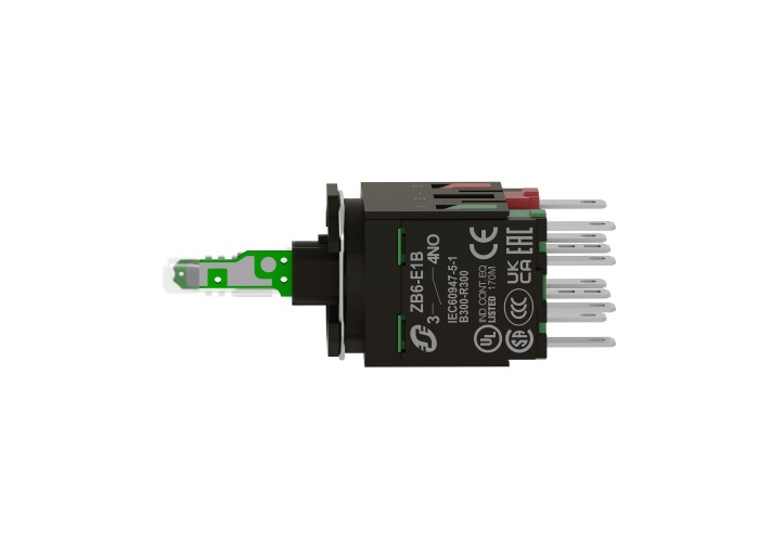 Schneider Electric ZB6ZB35B - Harmony XB6 - Зелен светлинен блок за бутон XB6, с монт. скоба, LED, 12...24V, 1NO + 1NC