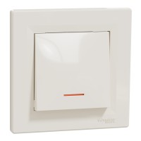 Еднополюсен ключ с глим лампа, 10AX безвинтов монтаж, крема, Asfora, Schneider Electric EPH1400123