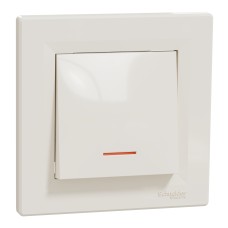 Еднополюсен ключ с глим лампа, 10AX безвинтов монтаж, крема, Asfora, Schneider Electric EPH1400123