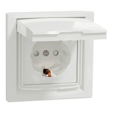 Контакт Шуко със Защита и капак, 16A IP44, бял, Asfora, Schneider Electric EPH3100321