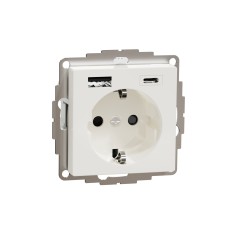 Контакт Шуко + USB зарядно тип A+C 3A TPb, полярно бяло, System M, Merten System M, Schneider Electric MTN2367-0319