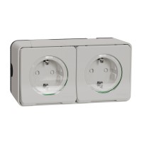 Schneider Electric MUR89035 - Mureva Styl - Двоен Контактен излаз, Mureva Styl, 2P + Eс капак, 16A, 250V, открит монтаж, бял