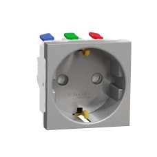 Schneider Electric NU305730 - New Unica - Единичен контакт Шуко - 2P+E - 16A 250V, безвинтово свързване - IP21D - алуминий