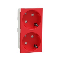 Двоен контакт Шуко с ДЗ, 2P+E, 16A, гланц, червен, New Unica, Schneider Electric NU306703AS