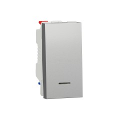Девиаторен ключ с неутрала 10А, 1 модул, алуминий, New Unica, Schneider Electric NU310330S