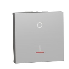 Двуполюсен ключ с индикаторна лампа, 16А, 2 модула, алуминий, New Unica, Schneider Electric NU326230S