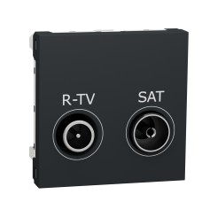 Розетка R-TV SAT, 2 модула, антрацит, New Unica, Schneider Electric NU345554