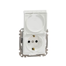 Контакт Шуко, безвинтов монтаж, с капак, бял, Schneider Electric SDD111024 Sedna Design & Elements