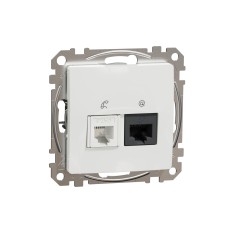 Розетка RJ45, CAT 5E UTP + телефонна розетка, бяла, Schneider Electric SDD111458 Sedna Design & Elements