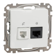 Розетка RJ45 CAT 6 UTP + телефонна розетка, бяла, Schneider Electric SDD111468 Sedna Design & Elements