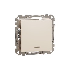 Девиаторен ключ 10AX червен индикаторен LED, бежов, Schneider Electric SDD112106N Sedna Design & Elements