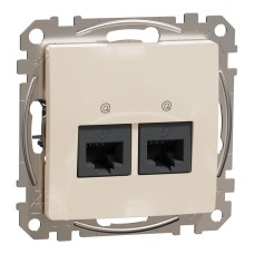 Двойна розетка RJ45 CAT 5E UTP, бежова, Schneider Electric SDD112452 Sedna Design & Elements