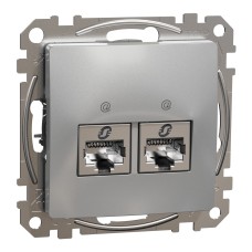 Двойна розетка RJ45, CAT 6A STP, алуминий, Schneider Electric SDD113467S Sedna Design & Elements