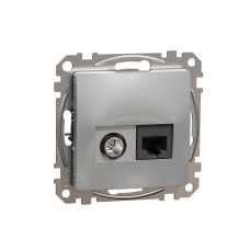 TV розетка и изход за данни, RJ45 CAT6 UTP, алуминий, Schneider Electric SDD113469T Sedna Design & Elements