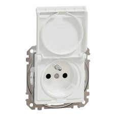 Контакт френски стандарт с капак, бял, Schneider Electric SDD211013 Sedna Design & Elements