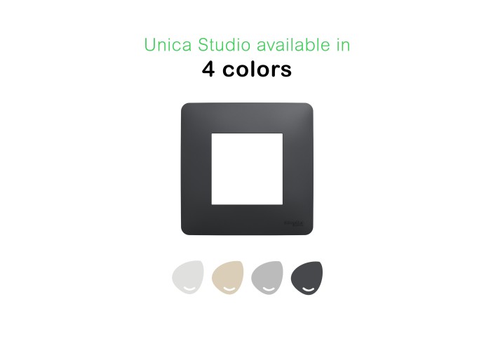 Единична рамка Unica Studio, 2 модула, антрацит, New Unica, Schneider Electric NU200254