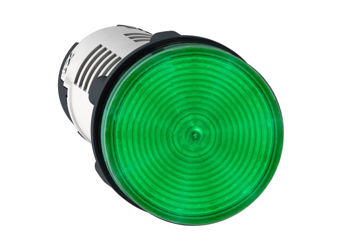 Сигнална лампа, пластмаса, зелена 22 мм, вграден LED, 24 V AC/DC, Harmony XB7 Schneider Electric XB7EV03BP