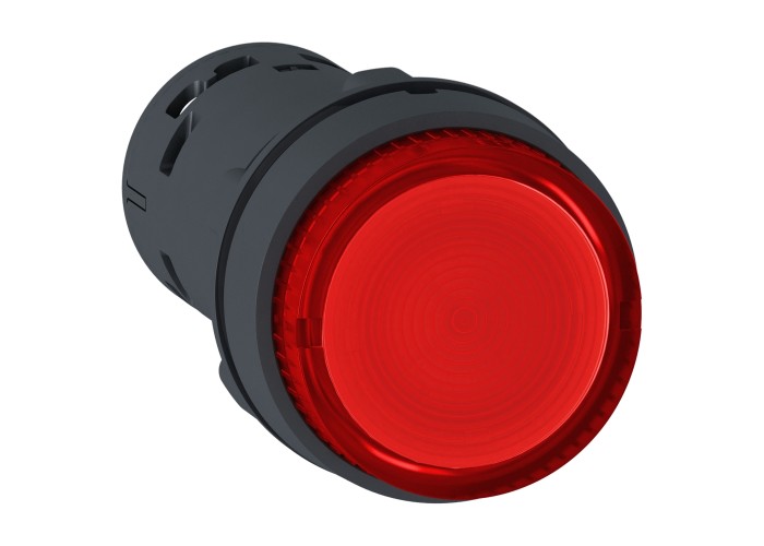Монолитен светещ бутон - вграден LED - 22 мм, пружинно връщане - червен, 24 V AC/DC, 1 NC, Schneider Electric XB7NW34B2 Harmony XB7