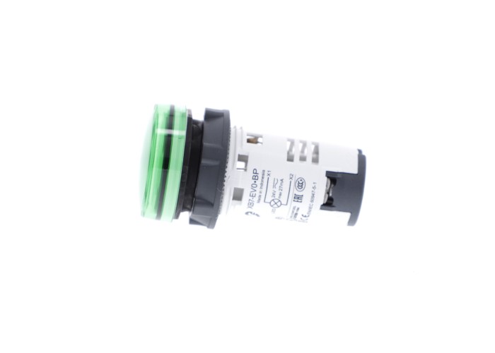 Сигнална лампа, пластмаса, зелена 22 мм, вграден LED, 24 V AC/DC, Harmony XB7 Schneider Electric XB7EV03BP