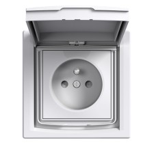 Френски контакт със Защита и капак 16A, IP44, бял, Asfora, Schneider Electric EPH2800321