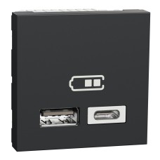 Двойно USB зарядно 2.0, A+C, антрацит, New Unica, Schneider Electric NU301854