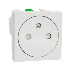 Контакт френски стандарт, 2P+E, 16A, безвинтово свързване, бял, New Unica, Schneider Electric NU305218E