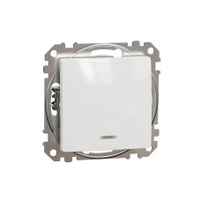 Еднополюсен ключ 10AX черввен индикаторен LED, бял, Schneider Electric SDD111101N Sedna Design & Elements