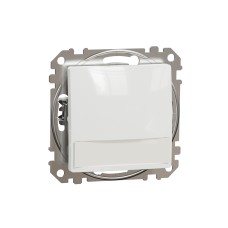 Еднополюсен бутон 10A син индикаторен LED, държач за етикет, бял, Schneider Electric SDD111133L Sedna Design & Elements