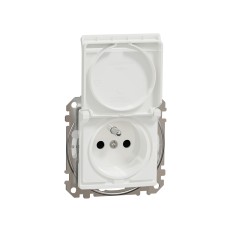 Контакт Френски стандарт с капак, бял, Schneider Electric SDD211014 Sedna Design & Elements