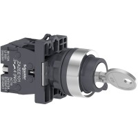 Schneider Electric XA2EG73 - Easy Harmony XA2 - Easy Harmony XA2E, превключвател за ключ, пластмаса, черен, Ø22, с ключ n°455, 3 позиции, с пружинно връщане към център, 2 NO
