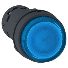 Монолитен светещ бутон - вграден LED - 22 мм, пружинно връщане - син, 24 V AC/DC, 1 NO, Schneider Electric XB7NW36B1 Harmony XB7