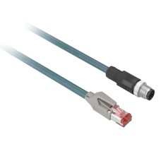 RFID Ethernet меден кабел M12 D към RJ45 кодиран, 3m, Telemecanique XGSZ12E4503 - OsiSense XG