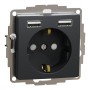 Контакт Шуко + 2x USB тип A, антрацит, Schneider Electric SDD114052 Sedna Design & Elements