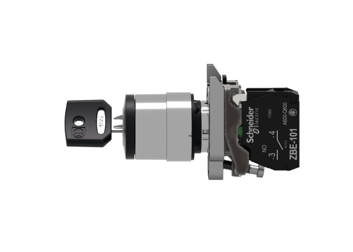 Schneider Electric XB4BG21 - Harmony XB4 - Селекторен превключвател с ключ 455, метален, 22мм, 2 позиции, със задържане, 1 NO