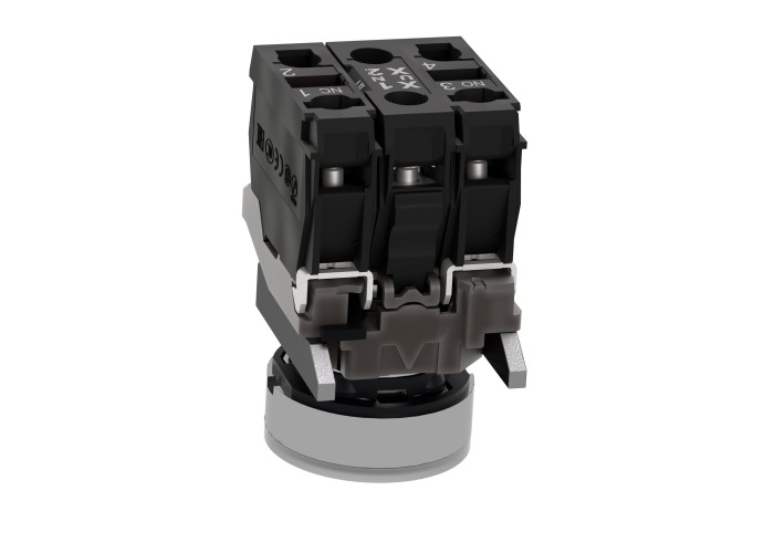 Светещ бутон, метален, равен, бял, 22 мм, пружинно връщане, 24 V AC/DC, 1 NO + 1 NC, Harmony XB4, Schneider Electric XB4BW31B5
