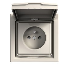 Френски контакт със Защита и капак 16A, IP44, крема, Asfora, Schneider Electric EPH2800323