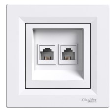 Двойна телефонна розетка RJ11, бял, Asfora, Schneider Electric EPH4200121