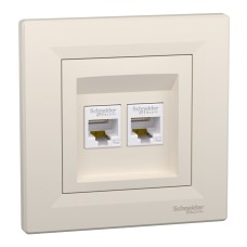 Компютърна розетка 2xRJ45 сat5e UTP, крема, Asfora, Schneider Electric EPH4400123