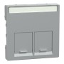 Преден панел за двойна компютърна розетка, алуминий, System M, Merten System M, Schneider Electric MTN466560